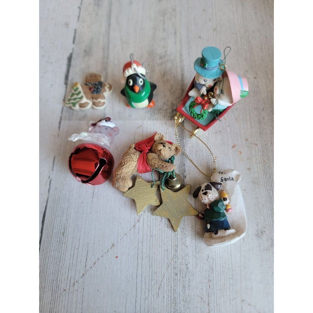 Teddy bear Bell star gingerbread snowman couple dog‎ variety ornament xmas set